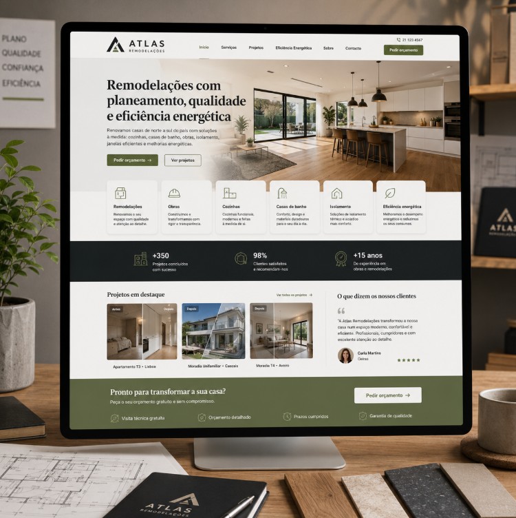 Exemplo de site profissional para empresa em Portugal